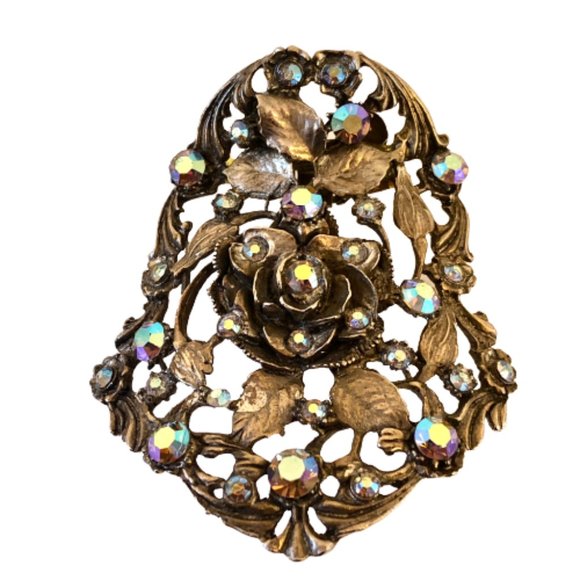 Vintage MUSI Rhinestone Shoe Clip Cabochon Aurora Borealis Runway Rare Large - Picture 13 of 13